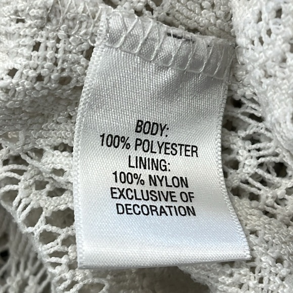 JM Collection Open Crochet Angel Sleeve Top Size M Cottage Boho Hippie Festival - Picture 13 of 13